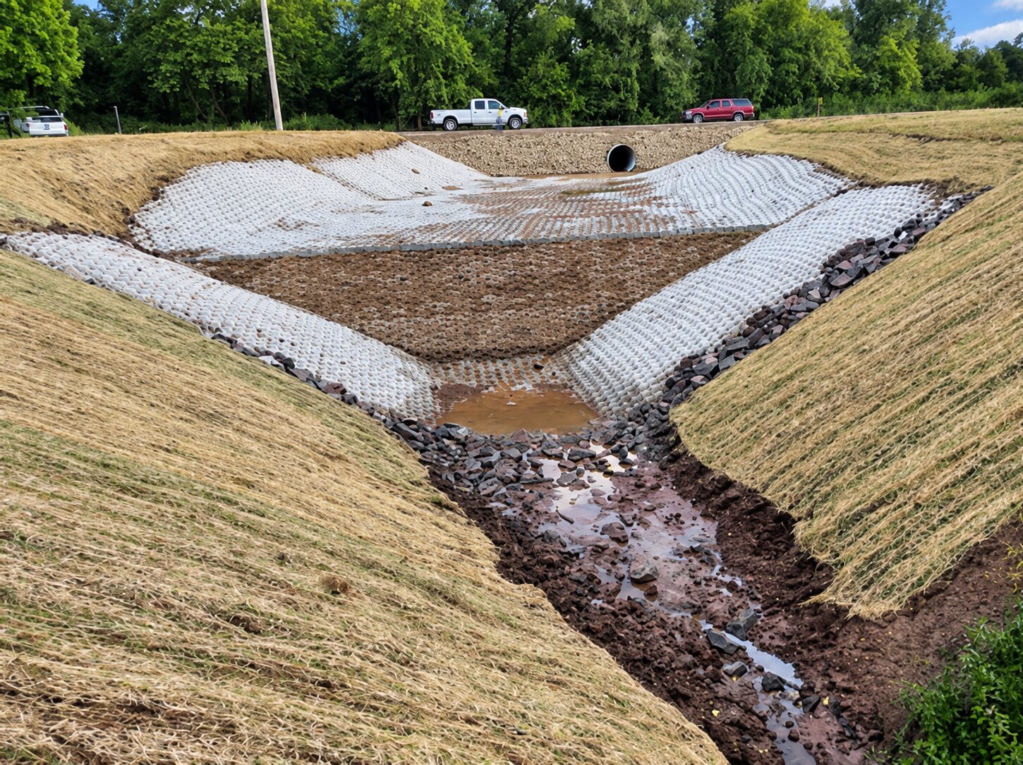 After: The same channel rebuilt as a lined channel